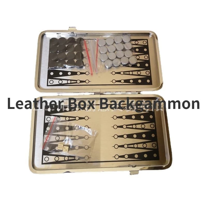 Set di scatole per Backgammon in alluminio, scatola in pelle nera, commercio estero, vendita calda, fascia alta