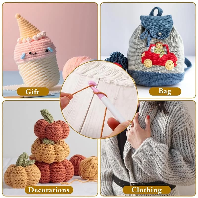 A26F-Ance all'uncinetto, kit di uncinetti da 7 mm a 20 mm per crocheter, uncinetti in plastica ferri da maglia impugnatura ergonomica