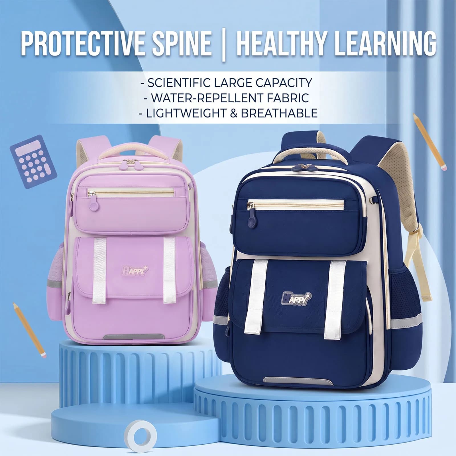 Zaino Protettivo per la Schiena per Studenti delle Elementari, Borsa Scolastica Ergonomica per Ridurre il Carico, Zaino per Bambini per il Ritorno a Scuola