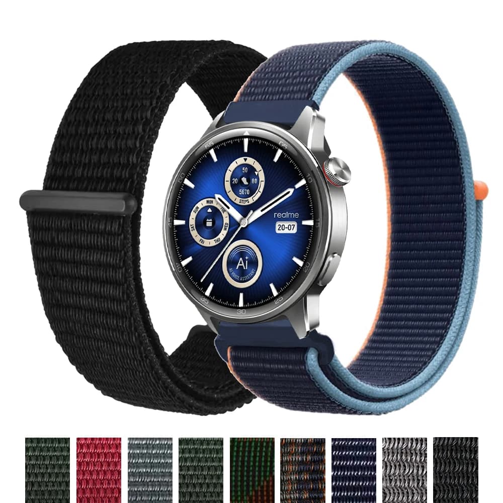 Cinturino da polso da 22mm 20mm per Realme Watch 3 2 S Pro/Watch S2 cinturino in nylon per Amazfit BALANCE/GTR 4 3 cinturini sportivi da polso