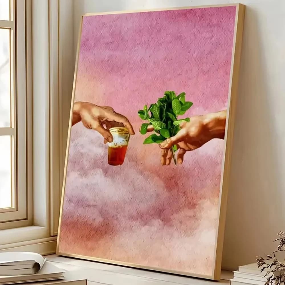Retro God'S Tentacles Poster Prints Moroccan Tea and Mint Funny Canvas Paintings Picture Wall Art, Bedroom Office Home Decor
