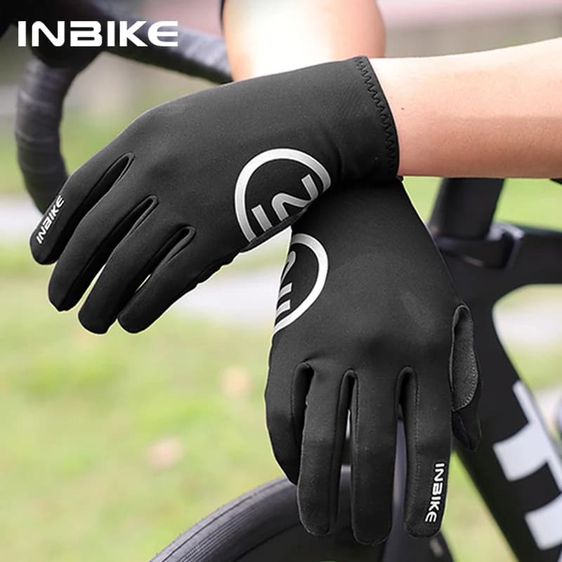 INBIKE Cycling Gloves in Thermal Fleece Winter Bike Gloves in full fingers Touchscreen Anti-shock Road Bike Equipment for Men