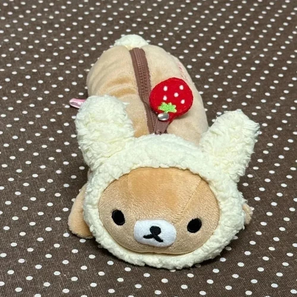 Rilakkuma Korilakkuma Bee Cross-Dressing Plush Zipper Pencil Bag Single Layer Large Capacity Makeup Brush Storage Student Gift