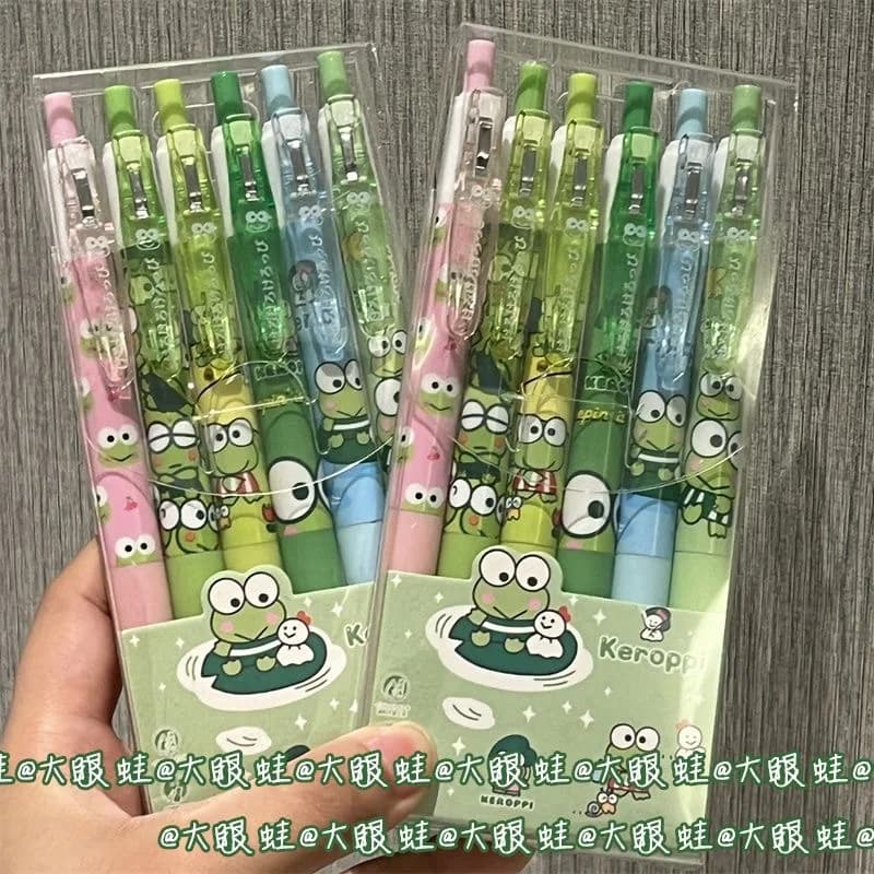 Penna Gel Kawaii Serie KeroKero Keroppi 0.5mm, Penna a Pressione Nera, Carina Cancelleria per Studenti, Forniture Scolastiche, Regalo