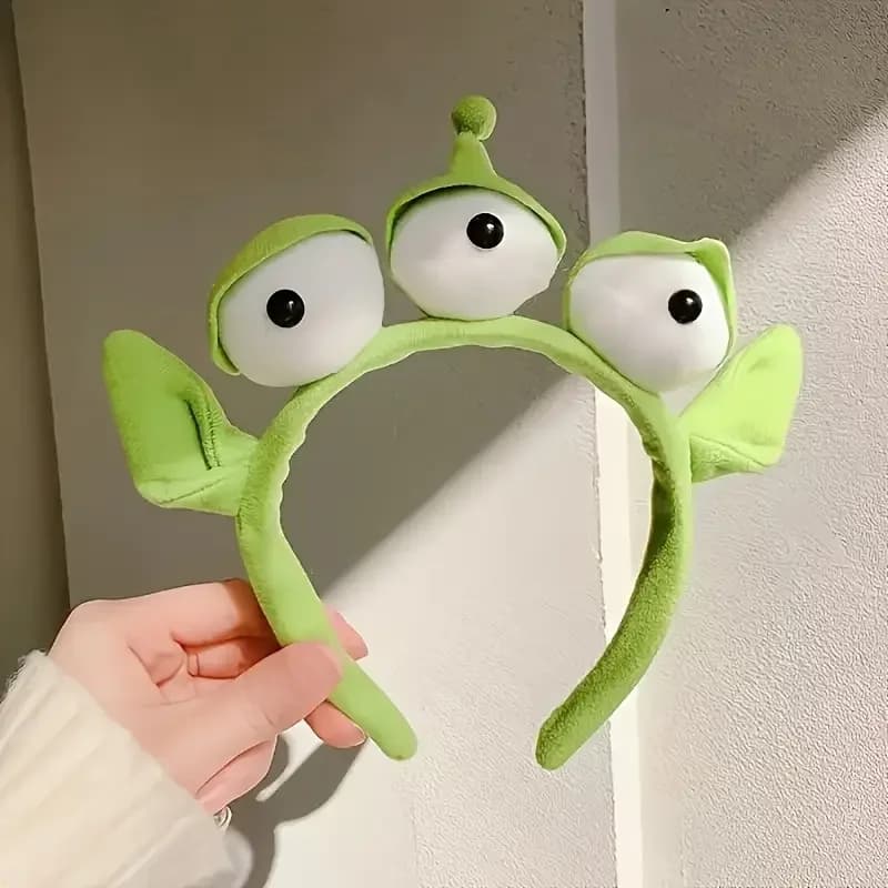 1/2 pezzo di fascia per capelli in fibra di poliestere morbida, design con personaggio dei cartoni animati verde brillante, adatto per essere indossato