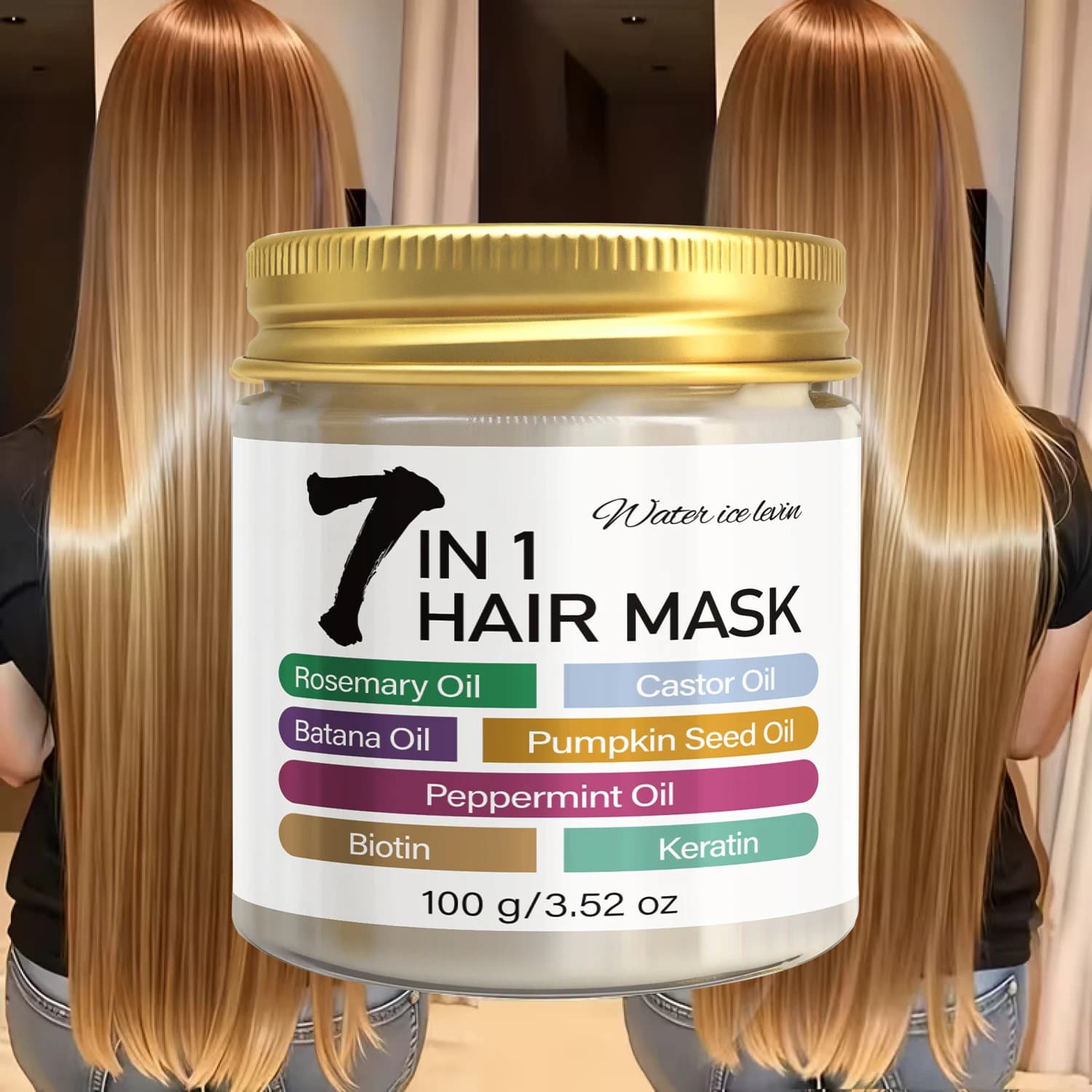 Mask for Rosemary Hair and Castor Oil with Keratin, Batana Oil and Peppermint Oil, Nutrient Treatment and Smooth for Dry Hair 100g