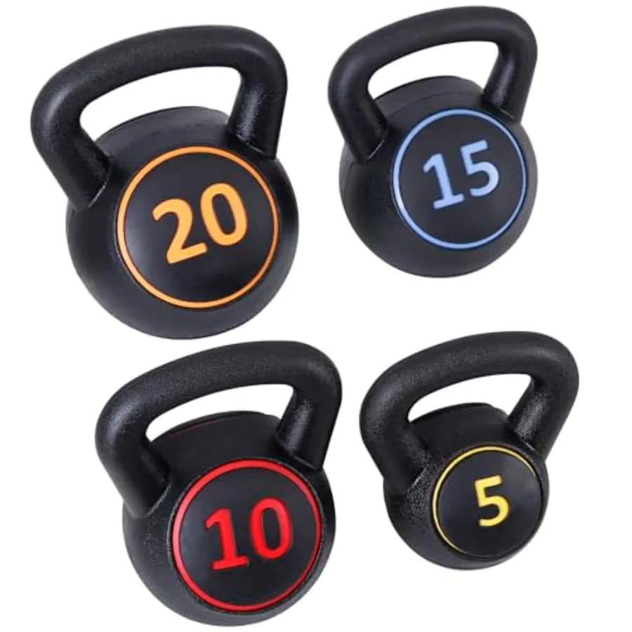 Set di Kettlebell da 3/4 Pezzi per Uomo e Donna, per Allenamento Fitness e Potenziamento Muscolare a Casa, Pesi da 5/10/15/20 libbre