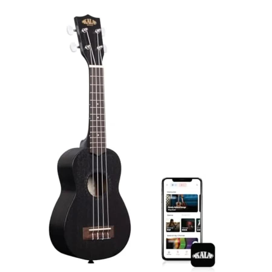 21 Inch Soprano Ukulele for Beginners, Mahogany Body with Black Satin Finish, Aquila Strings for Easy Play Ideal for Students,