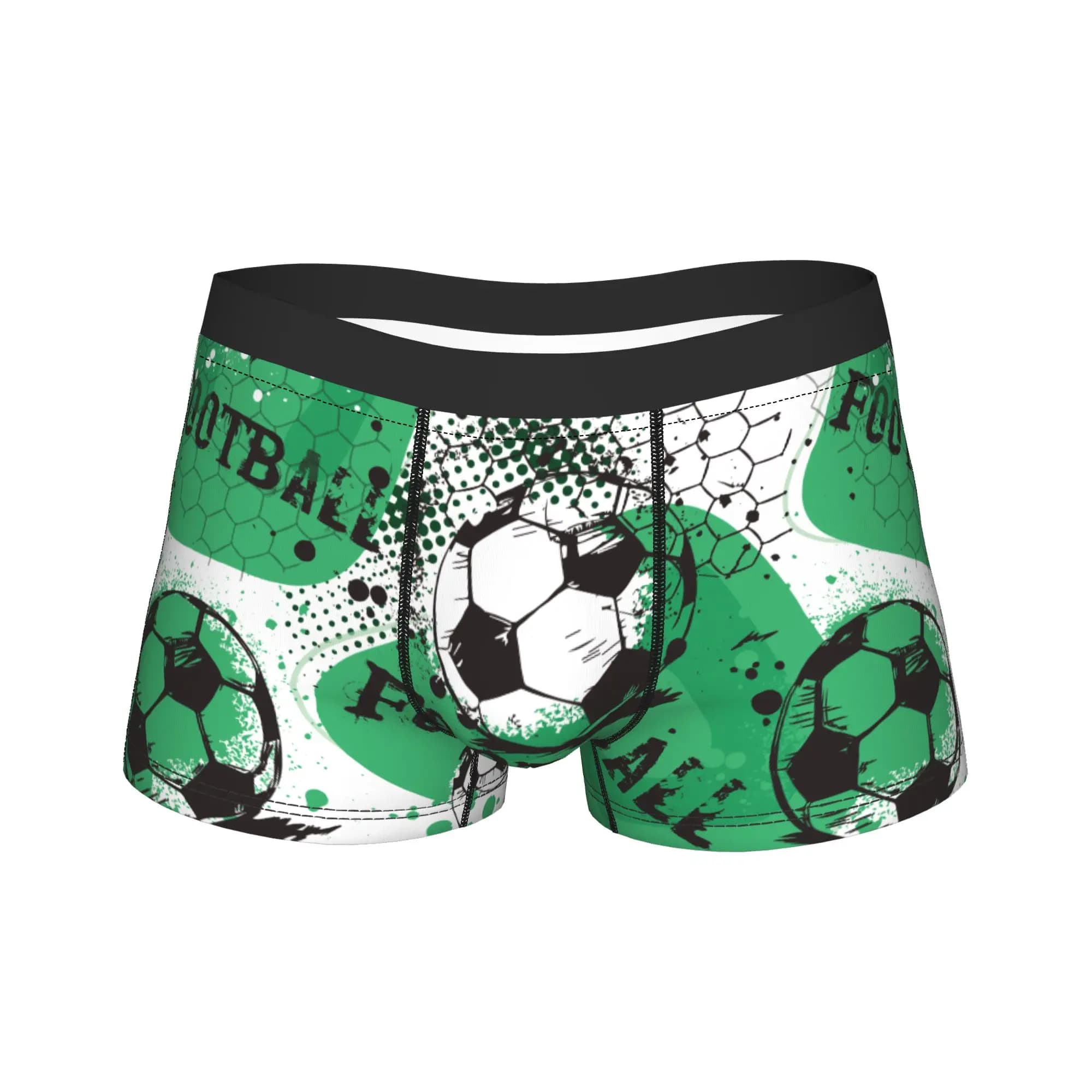 Men Cartoon Soccer Ball Football Long Underwear Funny Boxer Briefs Shorts Panties Male Breathable Underpants Plus Size