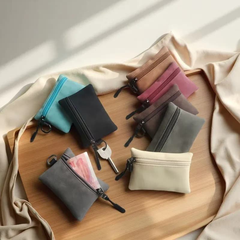 Borsa Unisex in Camoscio Opaco, Piccolo Portafoglio Creativo, Borsa con Coulisse e Fibbia, Borsa Portaoggetti Unisex, Divertente, alla Moda, Tinta Unita, Semplice