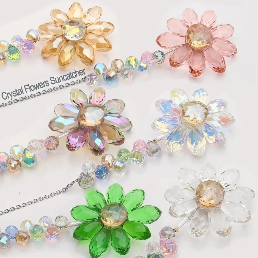 Colourful Flower Sun Catcher Hanging Ornament Exquisite Butterfly Wind Chime Bohemian Creative Artificial Crystal Suncatcher