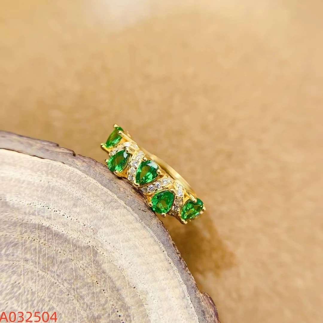 KJJEAXCMY Gioielleria Raffinata Tsavorite Naturale Anello da Donna S925 Argento Processo di Galvanotecnica Intarsiato Test di Supporto ad Alta Chiarezza
