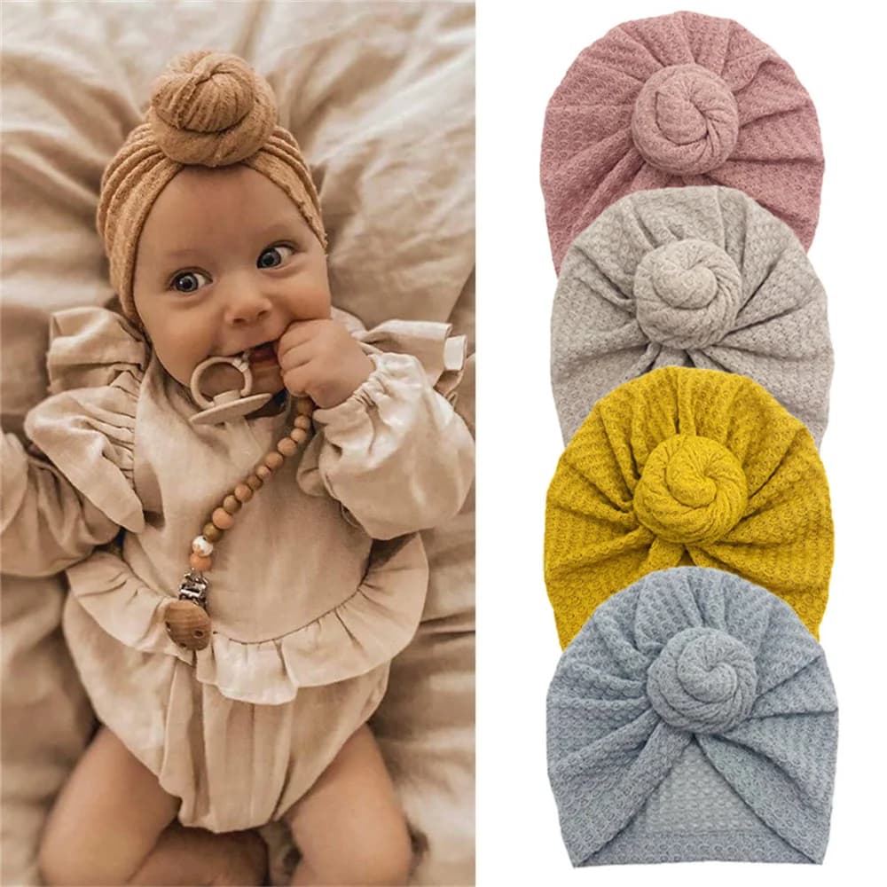 Solido Ciambella Turbante Neonata Berretto Inverno Caldo Cappello Infantile Elastico Bambino Neonato Avvolge la Testa Turbanti Fasce Accessori Per Capelli Del Bambino