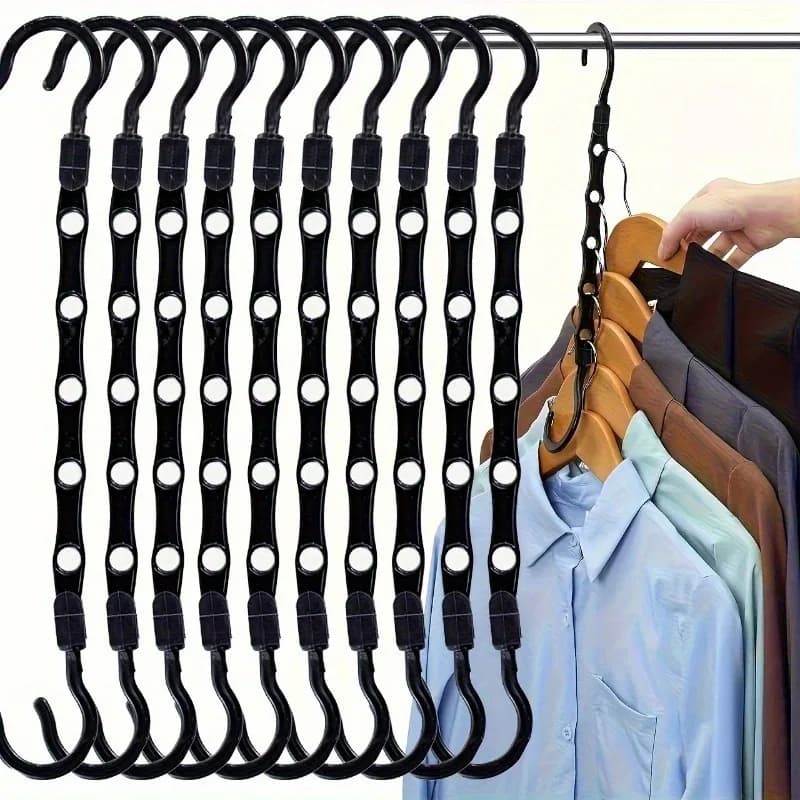 2PCS Magic Space Saving Clothes Hanger 5 Holes Metal Cascading Hook Closet Storage Organizer