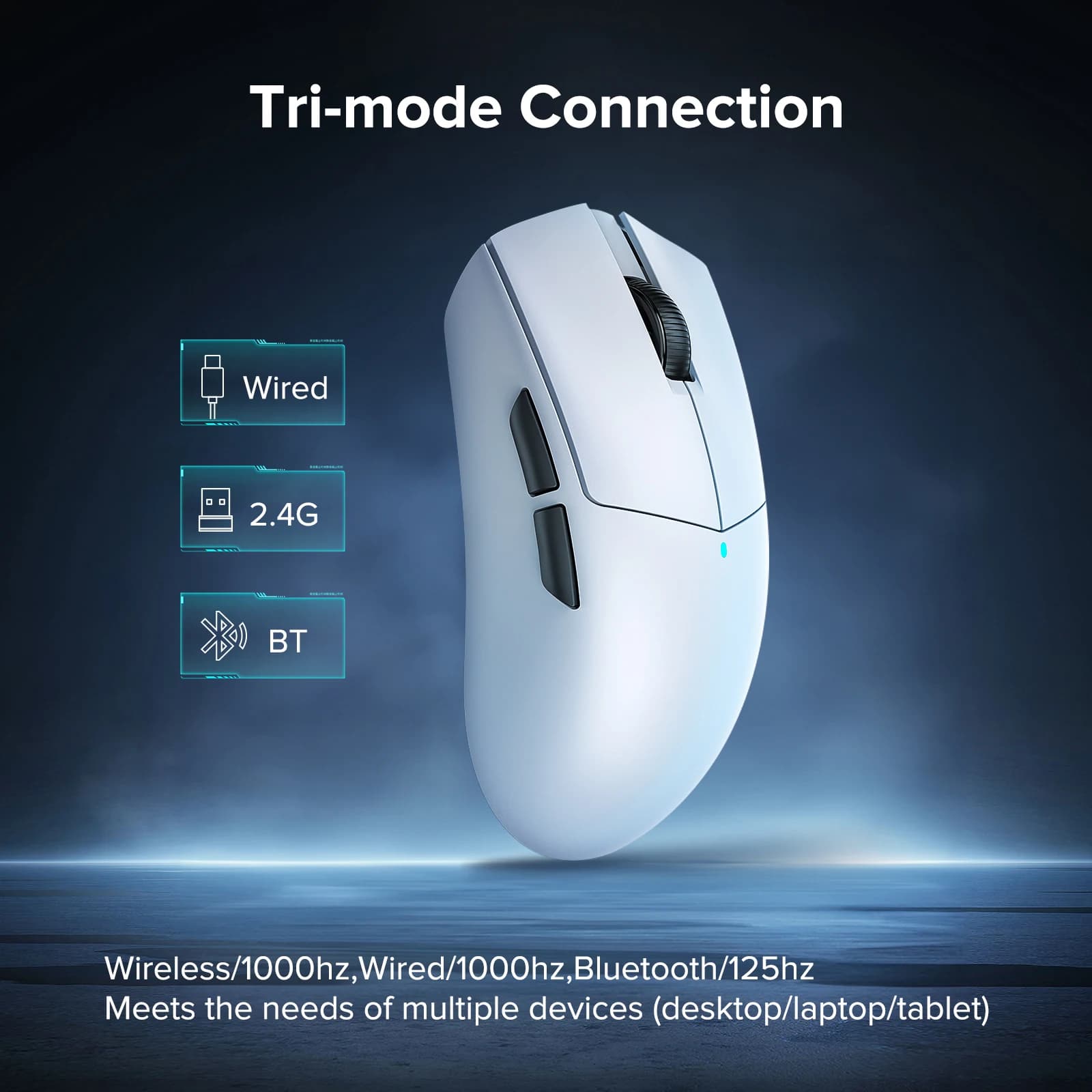 KYSONA M511 Wireless Gaming Mouse White PAW3395 58g Ultra-Light 26000DPI 6 Buttons 90 Million Optical Computer Mouse For Laptop