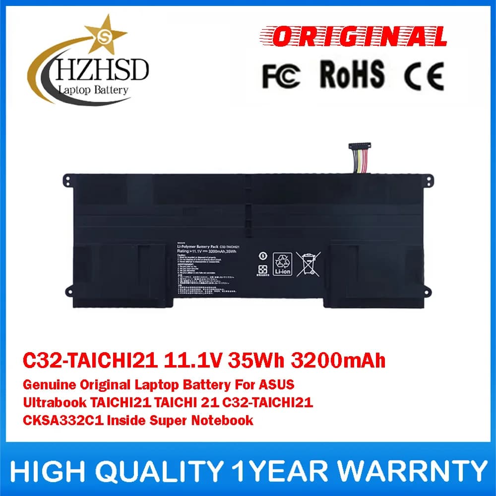 C32-TAICHI21 11.1V 35Wh 3200mAh Genuine Original Laptop Battery For ASUS Ultrabook TAICHI21 TAICHI 21 C32-TAICHI21 CKSA332C1