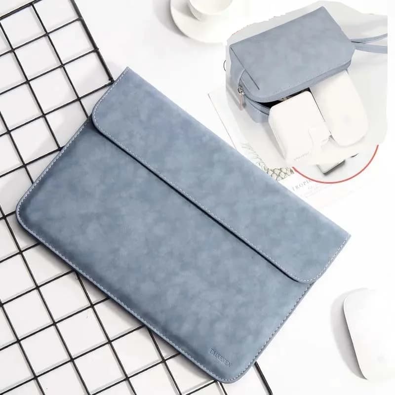 Custodia per laptop in pelle PU con chiusura magnetica per Microsoft Surface Laptop Go 3 2 12.4 pollici, con tasca per mousepad e caricabatterie