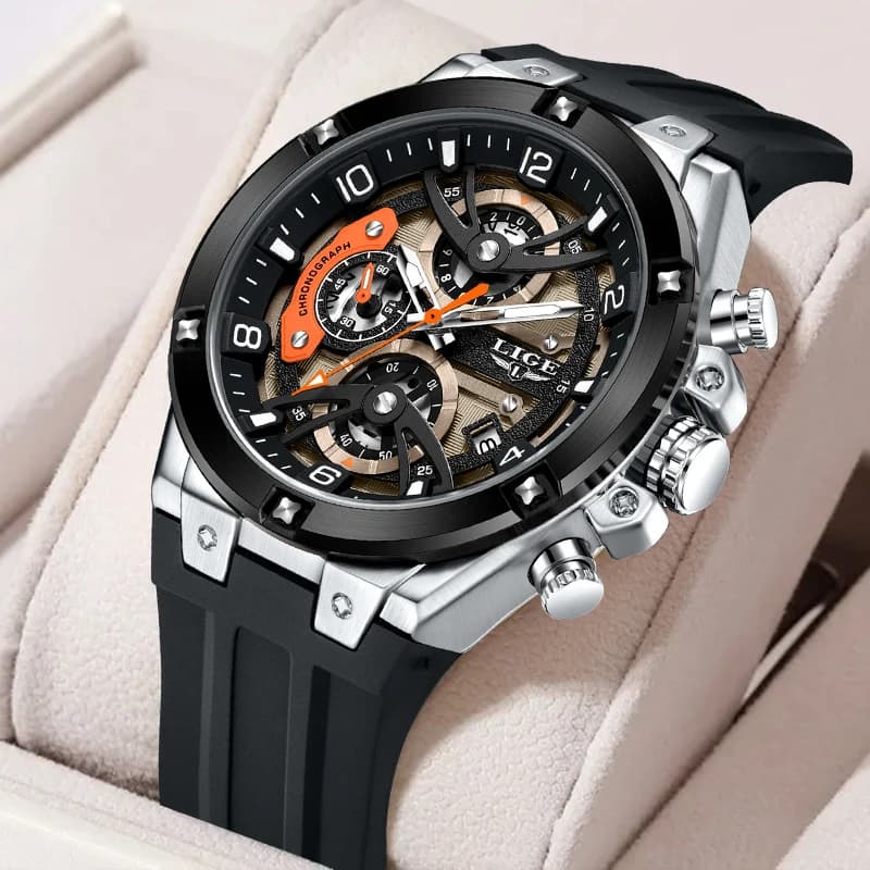 LIGE Silicone Simple Fashion Men's Watch Outdoor Casual Sports Waterproof Luminous Calendar Casual Gift Pack Men's Watches