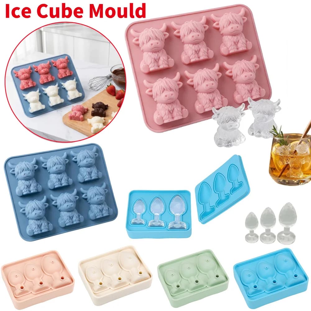 Stampo in Silicone per Cubetti di Ghiaccio a Forma di Mucca Highland, Stampo per Fondente, Cioccolato, Caramelle, Biscotti, Torte, Candele, Decorazioni per Pasticceria, Strumento Fai-da-Te