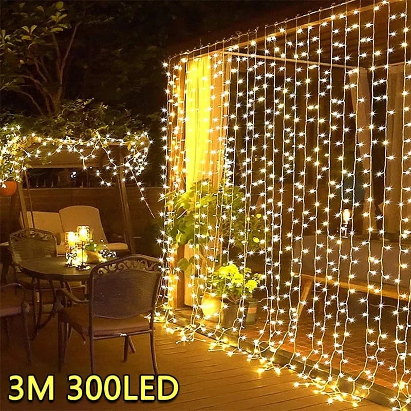 3M LED Curtain String Lights Fairy Decoration USB Christmas Garland Lamp 8 Home Mode Garden Christmas Day New Year's Wedding