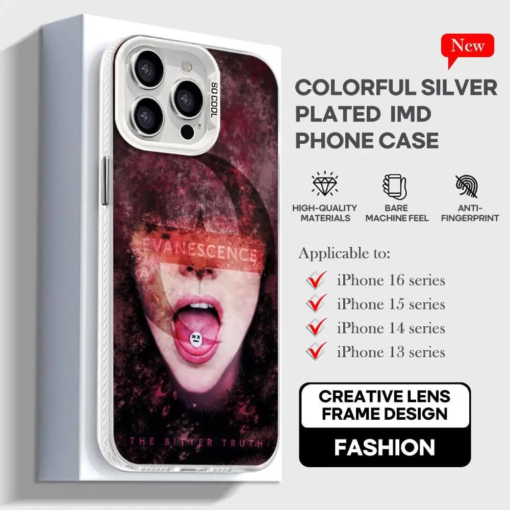 Evanescenc Phone Case For iPhone 17 16 e 15 14 13 12 11 XS Pro Max White IMD Colorful Silver Suitable case