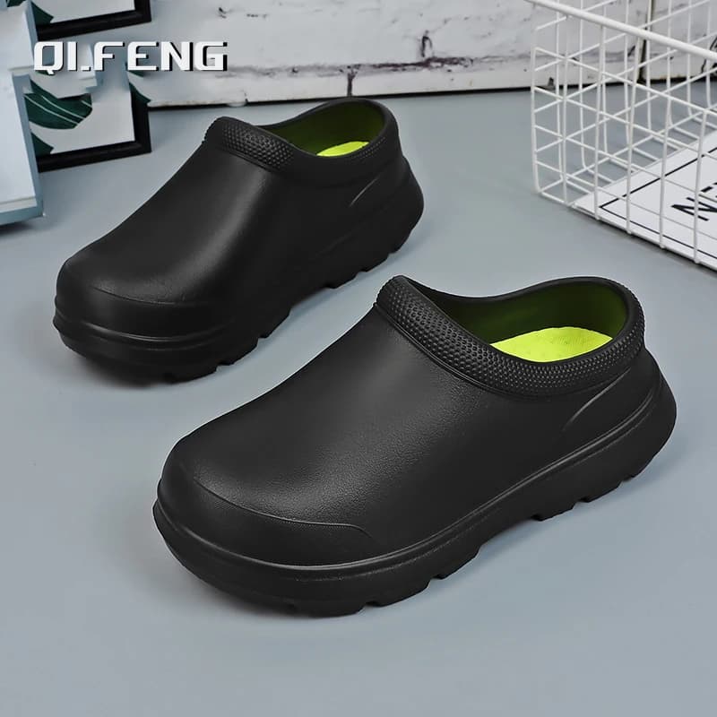 Scarpe da cucina Uomo Donna Sandali per spiaggia all'aperto Pantofola comoda da passeggio Sneaker Moda Scarpe leggere nere Calzature da cuoco