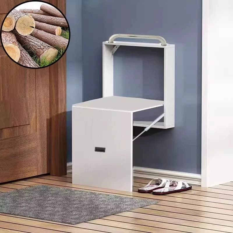 ‌ Panca per scarpe pieghevole premium, sedile portaoggetti da parete nascosto, poggiapiedi da bagno impermeabile, organizer per corridoio in legno massello ‌