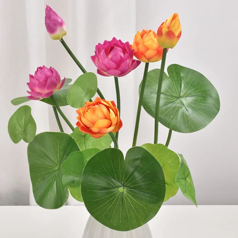 Exquisite Simulation Lotus Artificial Flowers Home Garden Decoration Fake Plants Home Hotel Garden Flores Artificales