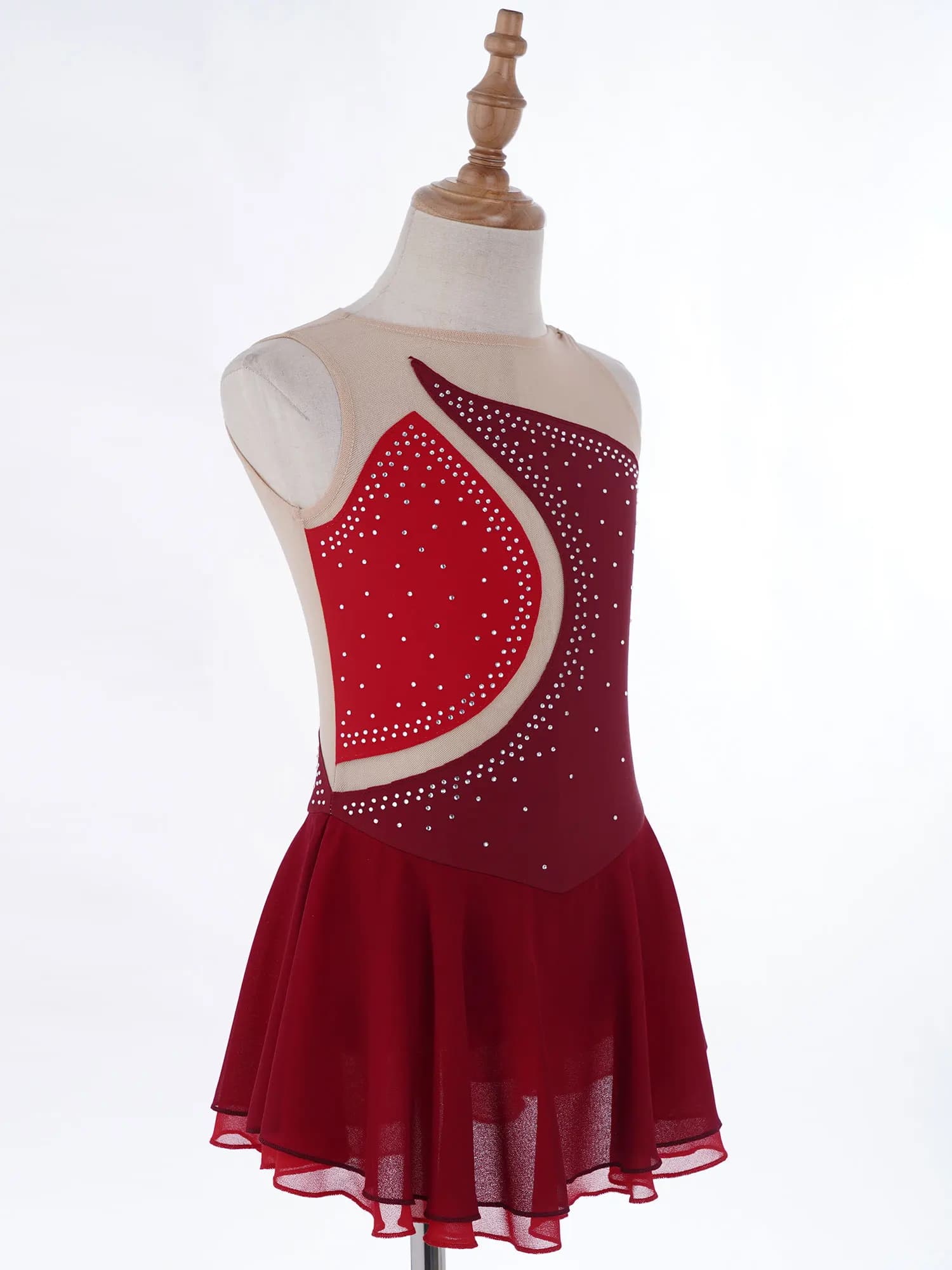 Children's Lyrical Dance Costume Gymnastics Figure Skating Ballet Dress Rhinestone Skirted Leotard Bodysuit Ice Skating Clothes