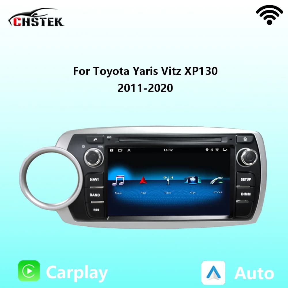 CHSTEK Autoradio 7 "Carplay Per Toyota Yaris Vitz XP130 2011 2012-2020 Stereo Android Auto Multimedia Bluetooth di Navigazione WIFI