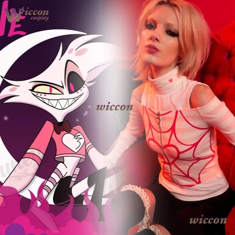 Angelo Polvere Cosplay Doujin Spider Maglione Rosa 2025 Hazzbin2 Hotel Cosplay Angelo Costume Cosplay Donne Ragazze Halloween Cos