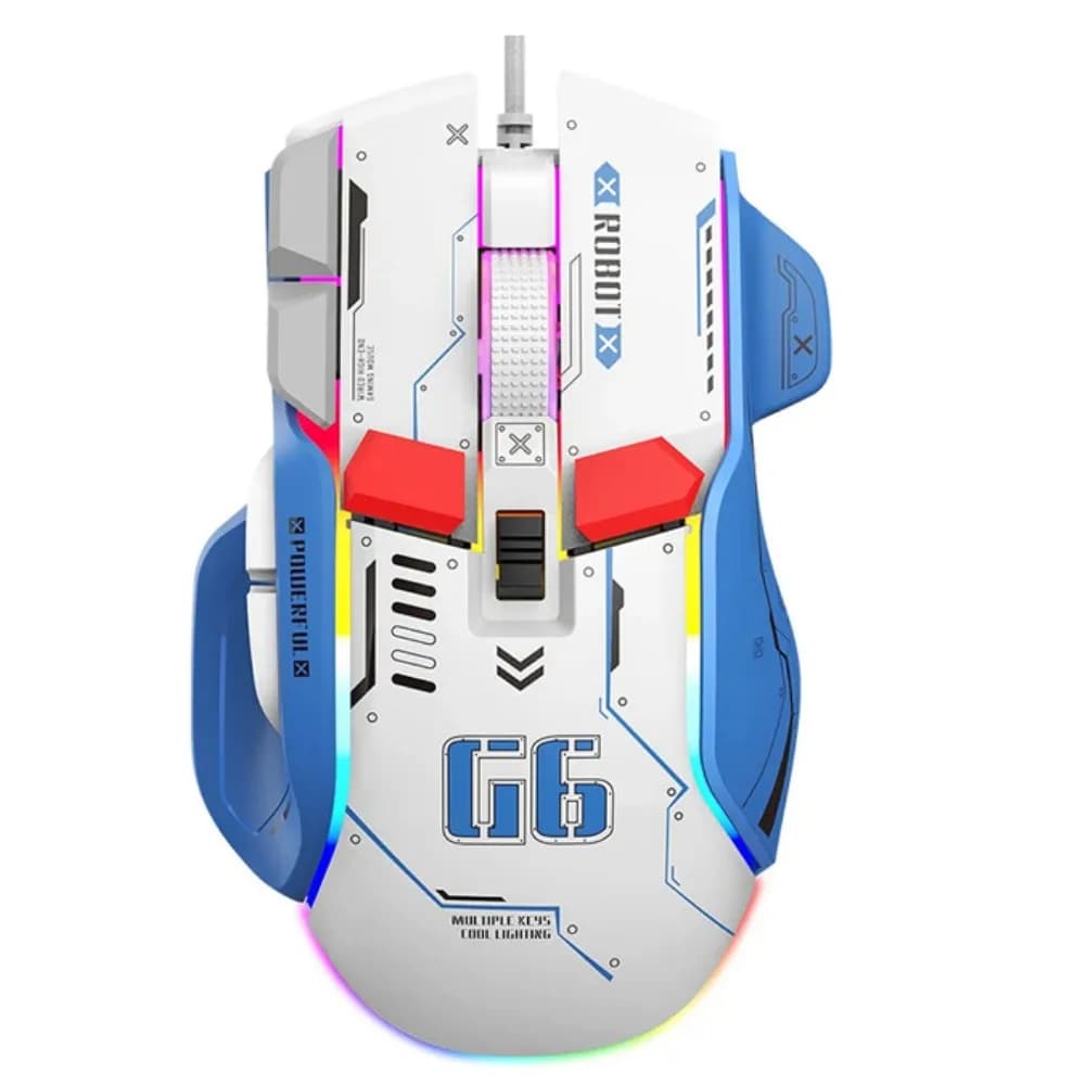 FreeWolf G6 Mechanical Mouse Wired Programming Macro Colored Light Emission RGB Computer Portable Gaming Office Optical Ergonomic