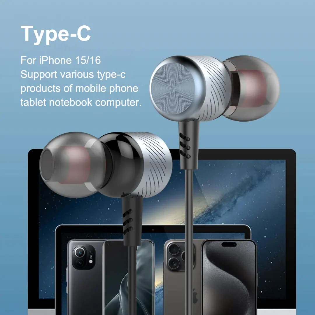 EARDECO Metal In-Ear Headphones with Audio DOLBY, Wired Headphones for Music, Low Powers, Gaming and Sports Auxiliary