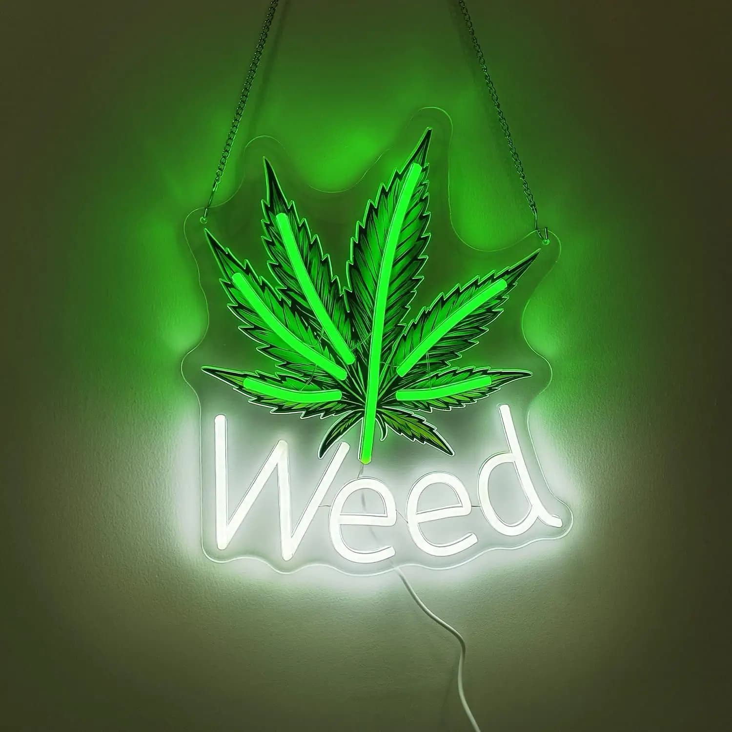 Insegna al Neon a Forma di Foglia con Luci LED per Bar, Man Cave, Garage, Camera da Letto, Sala Giochi, Feste di Compleanno, Smoke Shop, Decorazione per Finestre e Pareti, Regali