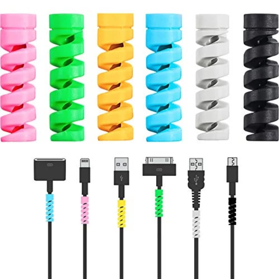 120 Pieces Charger Cable Saver, Mouse Cable Protector, Silicone Flexible Cable Wire Protector Management Organizer, Spiral Cabl