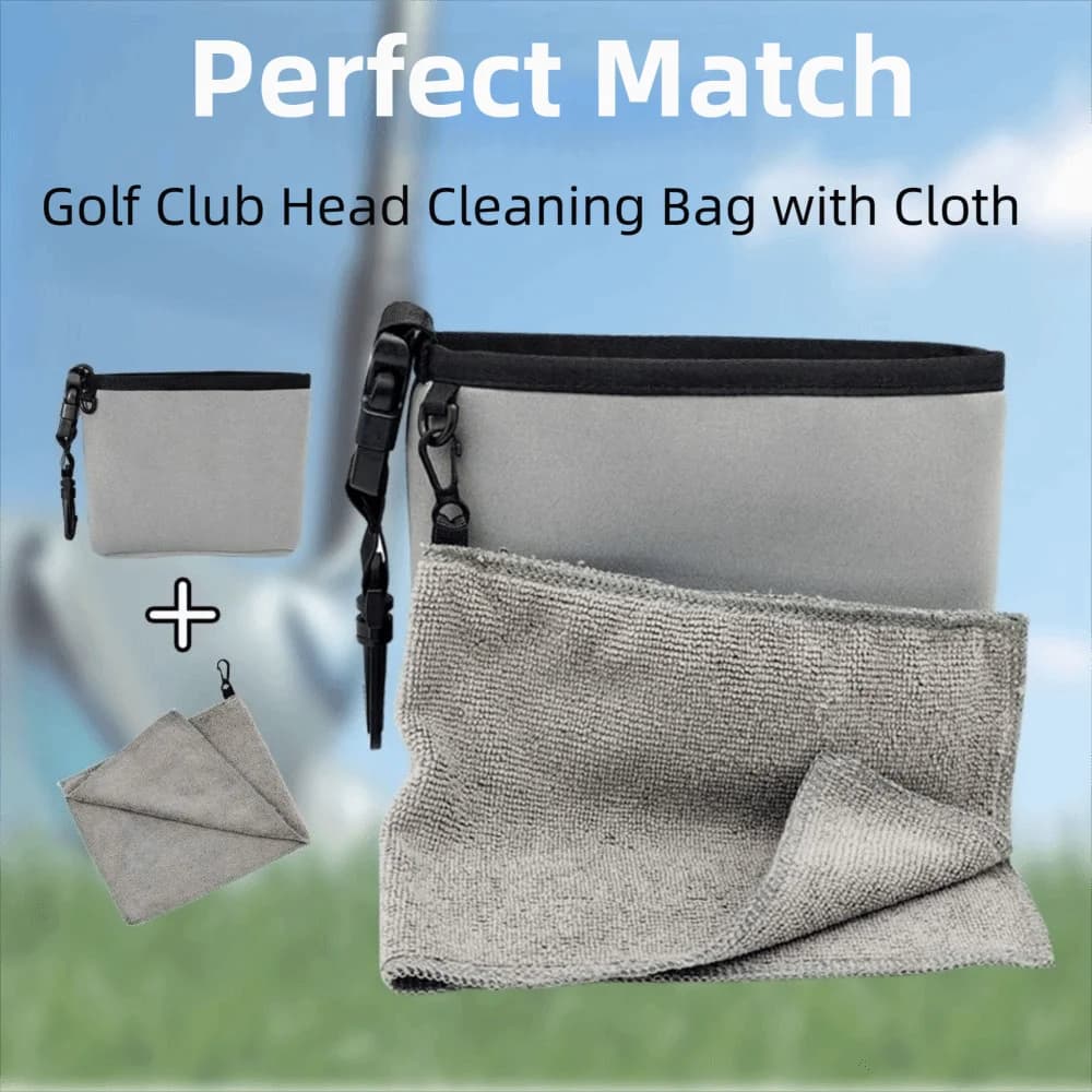 Portable Golf Club Cleaning Bag with Fabric Washable Golf Cleaning Bag Water Resistant Durable Golf Ball Wash Bag Golfers
