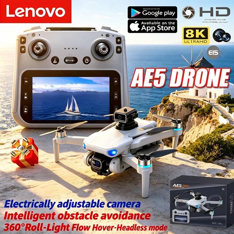 Lenovo AE5 Pro Drone 8K HD 4.5" Screen Control 20 Min Battery Headless Mode Helicopter 360° Flip Quadcopter Mini Drone Toys Gift