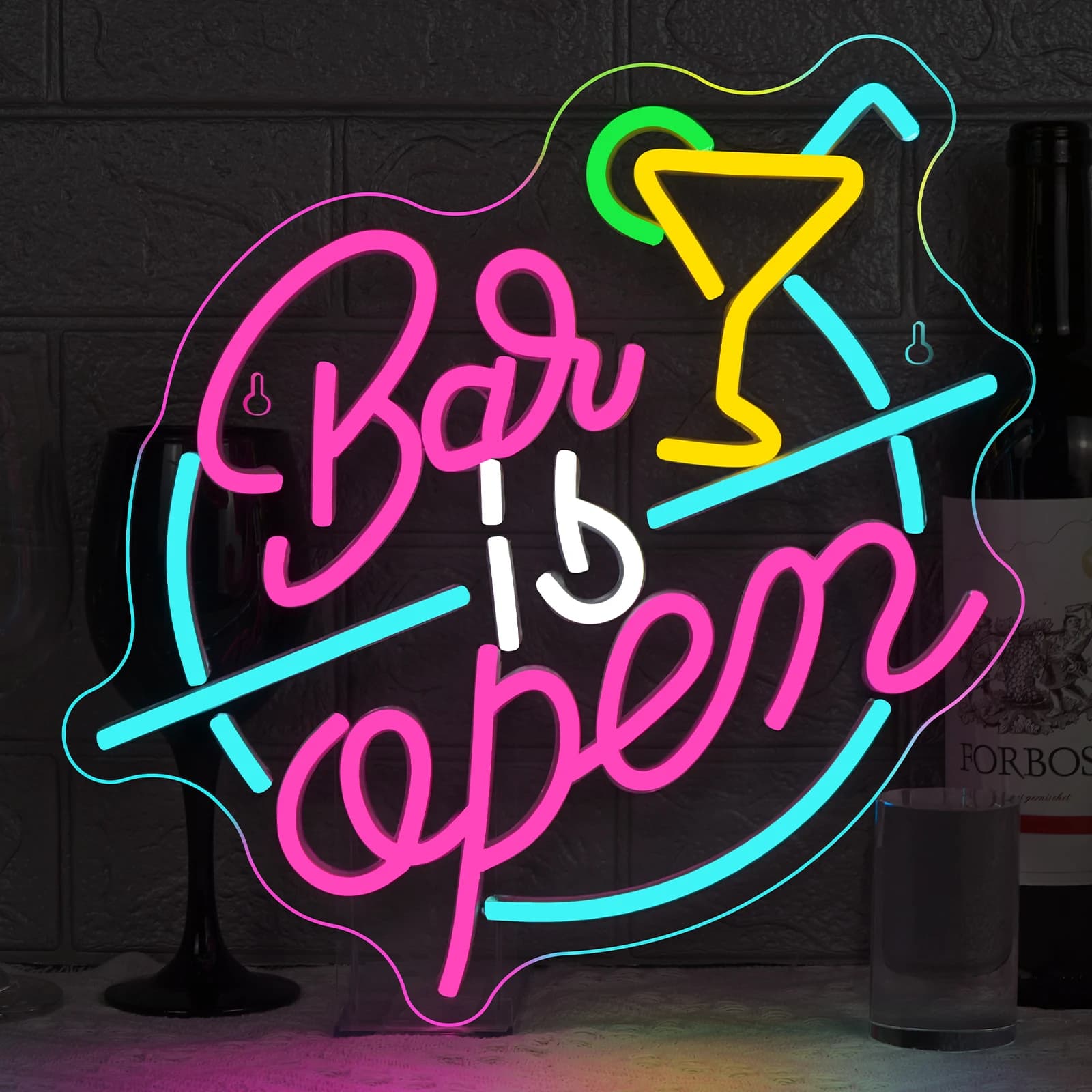 Insegna al neon aperta da bar per la decorazione della parete 5/12V Insegne luminose a LED alimentate tramite USB colorate con strega S dimmerabile per l'arredamento del bar club