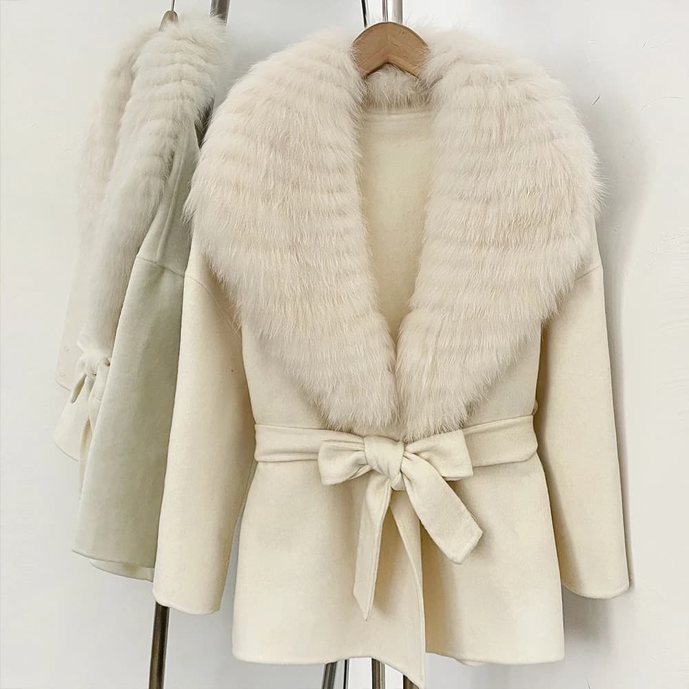 Women Double Face Wool Blend Overcoat Thick Wool Coat Premium Warm Old Money Style Commuting Outerwear for Ladies Daily Casual