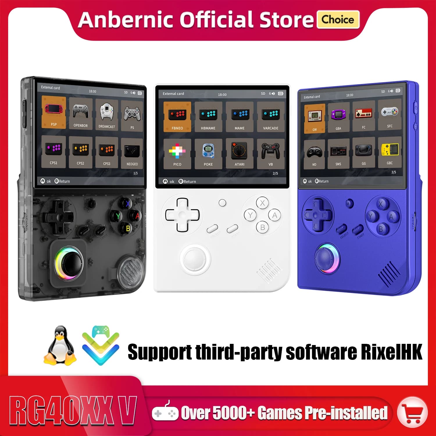 ANBERNIC RG 40XXV 64 Bit Linux Console di gioco portatile retrò Schermo IPS da 4.0 '' Supporta 5G WiFi Bluetooth HD-Out RG40XXV con APP