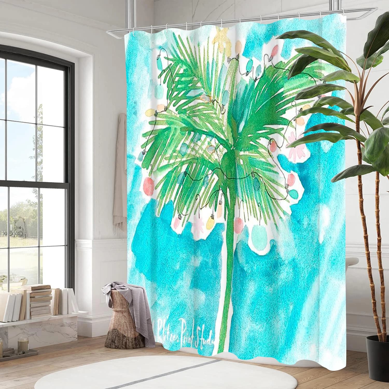 Tenda da Doccia con Motivi Floreali e Piante, Impermeabile, con 12 Ganci, Decorazione per la Casa, Spedizione Gratuita