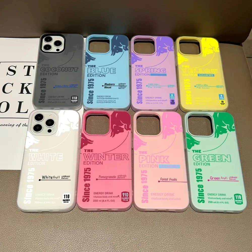 New Bull Energy Drink juice pattern Phone Case For iPhone17 16 e 15 14 13 12 11 Pro Max Plus Jelly Shockproof 2-in-1 Soft Case