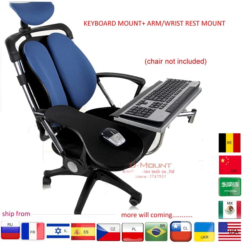 D-mount OK010 Multifunzionale Full Motion Sedia di Serraggio Supporto per la Tastiera Del Computer Portatile Supporto Da Tavolo Mouse Pad In acciaio inox 20kg