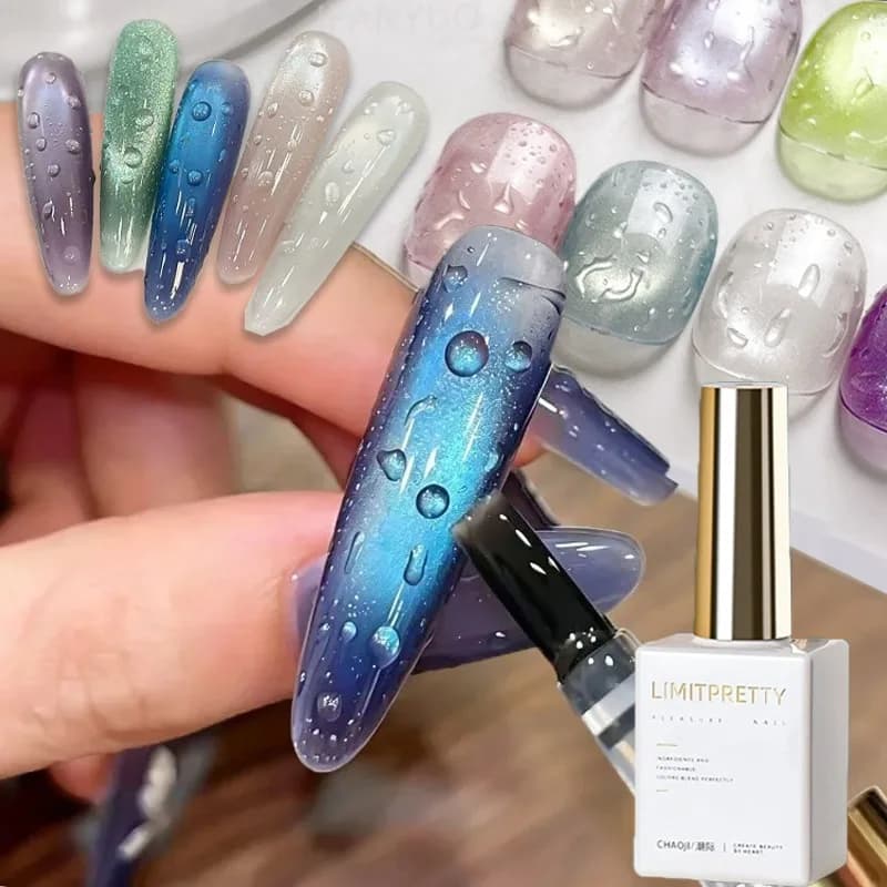 Water Drop Nail Gel Set 3D Crystal Bubbling Gel & No Wipe Top Coat DIY Dew Drop Effect for Glossy Glass Nail Art Design Manicure