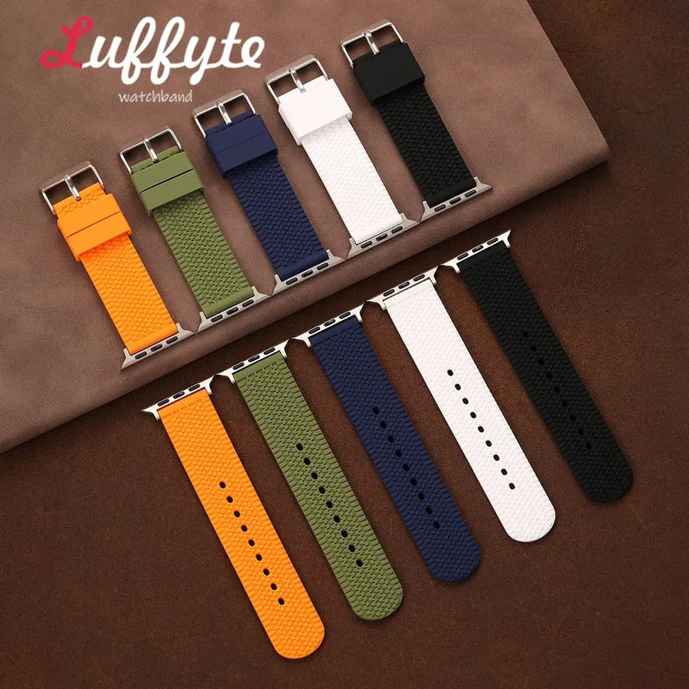Cinturino per Apple Watch con texture a pneumatico per uomo e donna, compatibile con iWatch Serie 1-11 Ultra SE, 38-49mm, stile sportivo, in silicone.