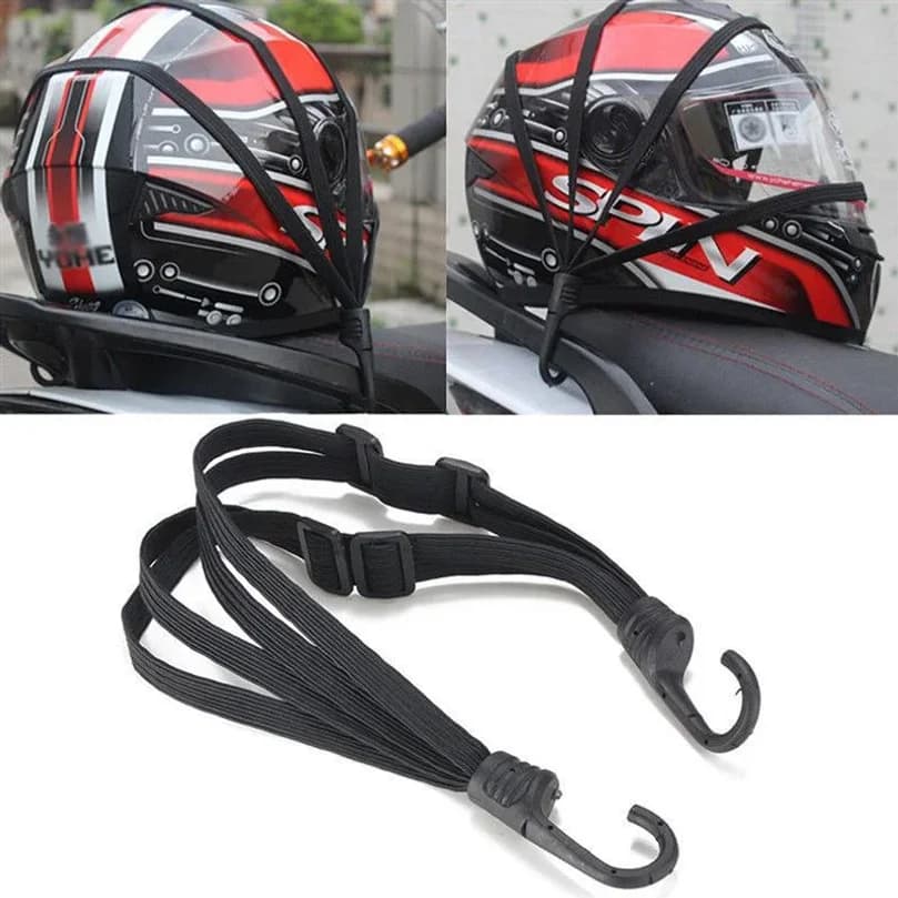 Cinghia Universale da 60 cm per Moto, Fissaggio Casco e Attrezzatura, Corda Elastica con Fibbia, Rete Protettiva Retrattile ad Alta Resistenza