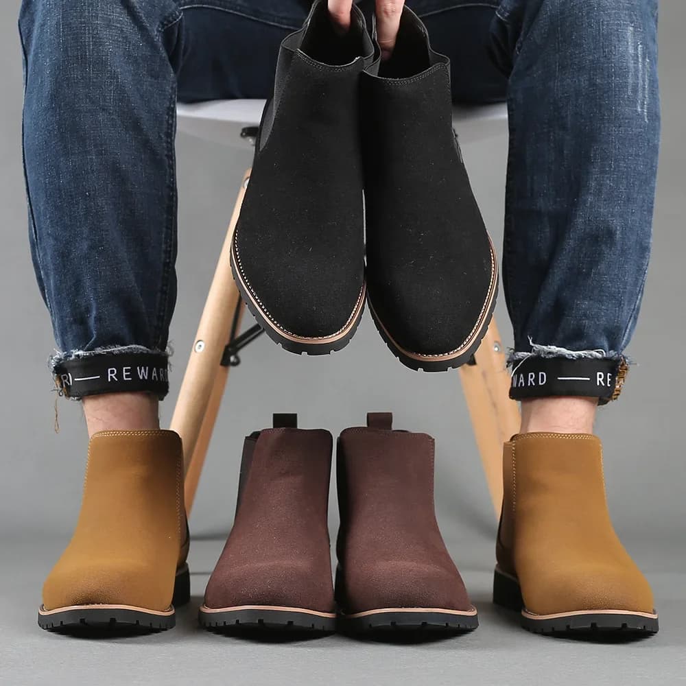 Men's Boots Suede Leather Boots British Style Chelsea Boots Fashionable Men's Boots Stylish Work Boots Casual Boots High