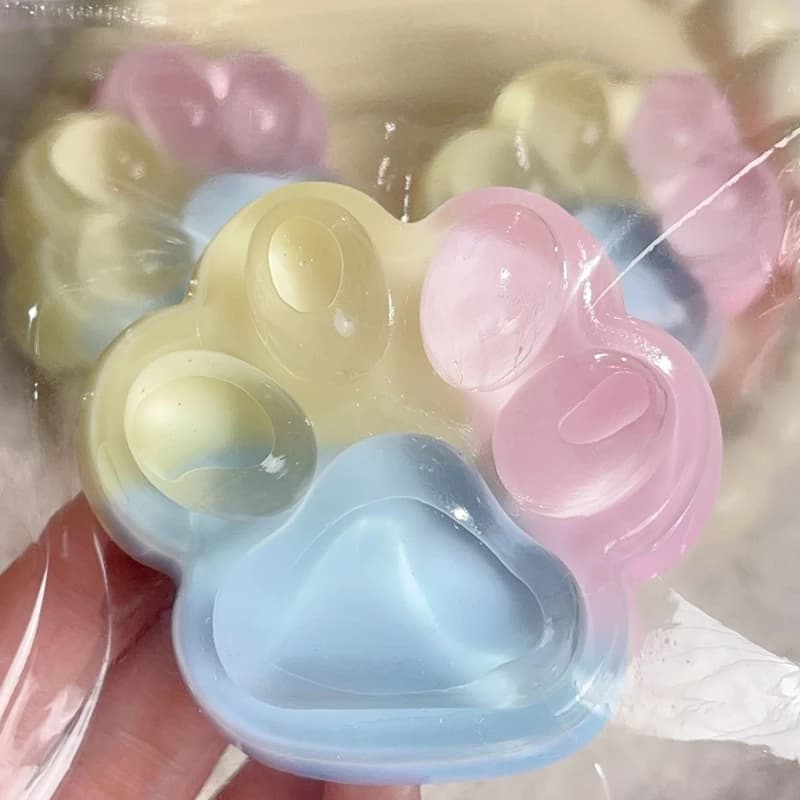 Three Color Rainbow Cat Paw Soft Pinch Cute Cat Paw Slow Rebound Pinch Stress Relief Birthday Gift