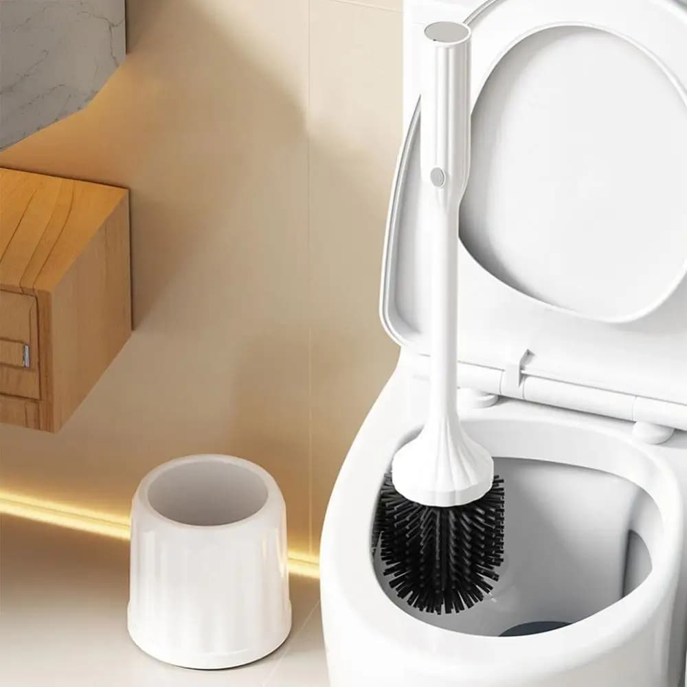 Set Spazzola Elettrica per WC con Supporto da Parete, Spazzola in Silicone per Pulizia del Gabinetto, Accessori per il Bagno