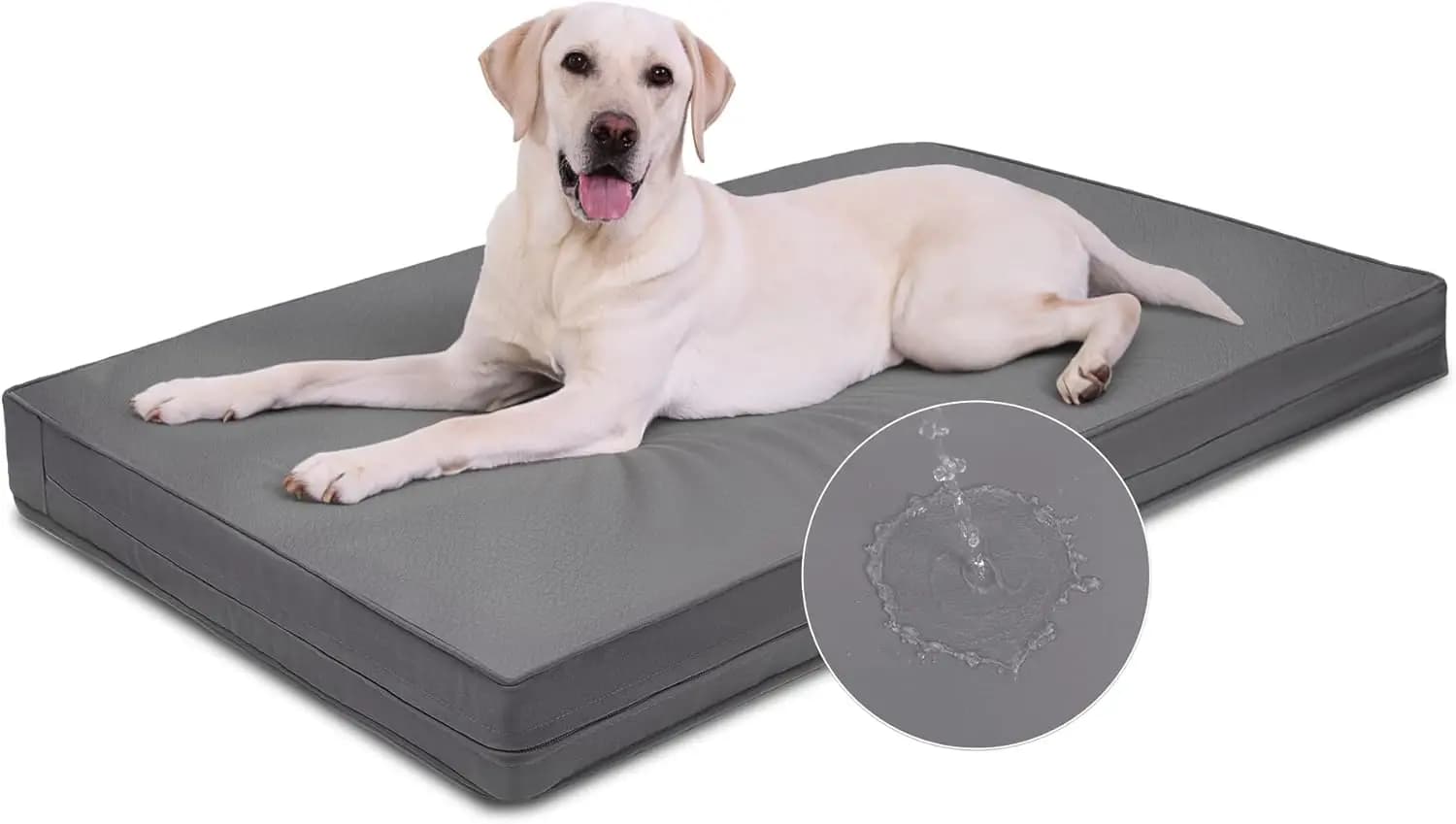 Cuccia impermeabile per cani da esterno, materassino Jumbo da 54 pollici con rivestimento rimovibile, cuccia in schiuma antiscivolo grigia